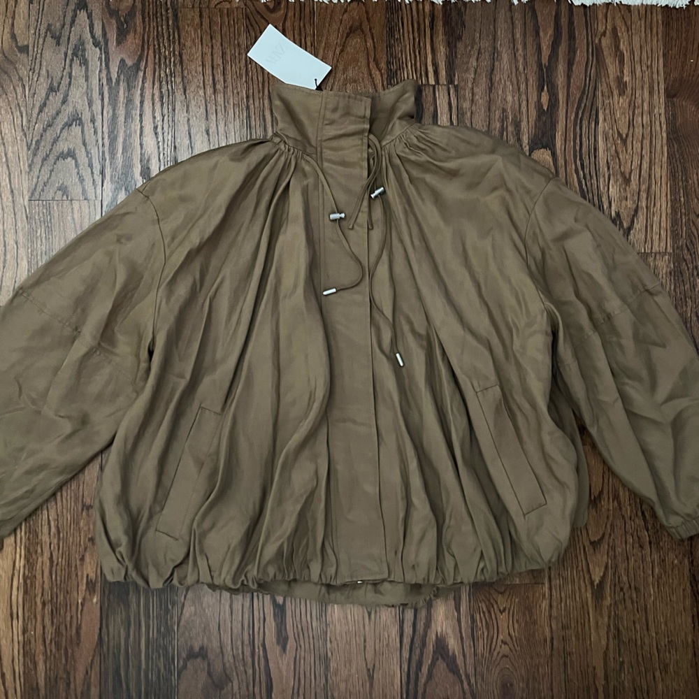 NWT Zara Women's Fluid Bomber Jacket With Adjustable Funnel Neck. Size M - Picture 11 of 15
